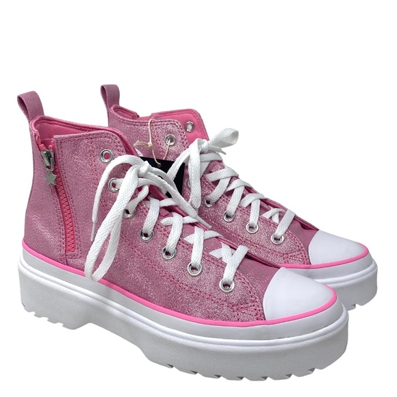 Converse Chuck Taylor Lugged Lift Pink Canvas Kids Women's High Sneaker A05230C - Picture 2 of 10